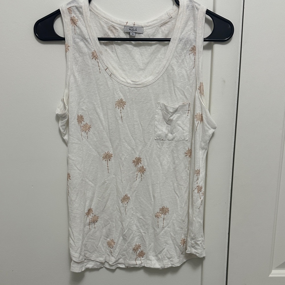 Rails White Tank Top with Palm Print